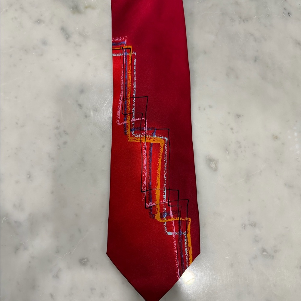 J. Garcia Vibrant Red Silk Tie